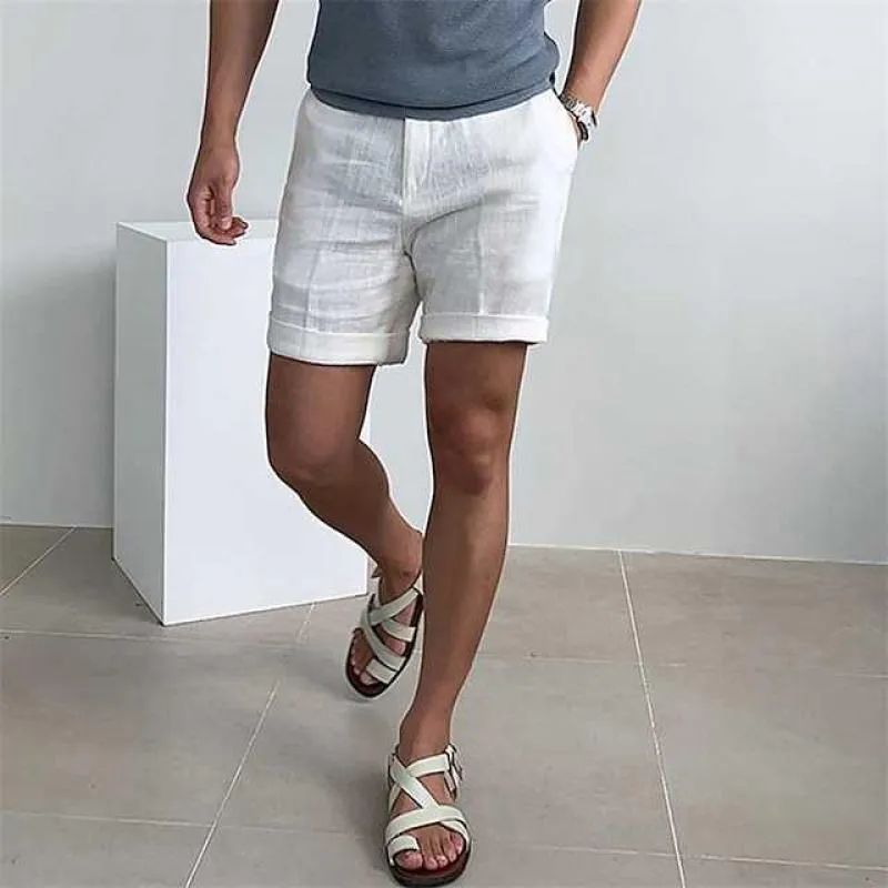 Men’s Linen Shorts – Rolled Hem – Lightweight Fabric – Summer Comfort