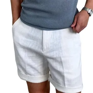 Men’s Linen Shorts – Rolled Hem – Lightweight Fabric – Summer Comfort