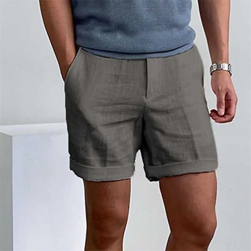Men’s Linen Shorts – Rolled Hem – Lightweight Fabric – Summer Comfort
