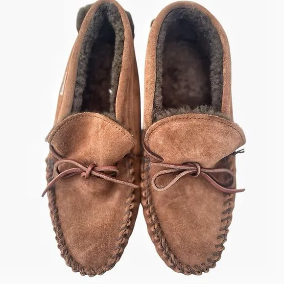 Men’s LL Bean Brown Wicked Good Slip On Moccasin Shoes Size 10