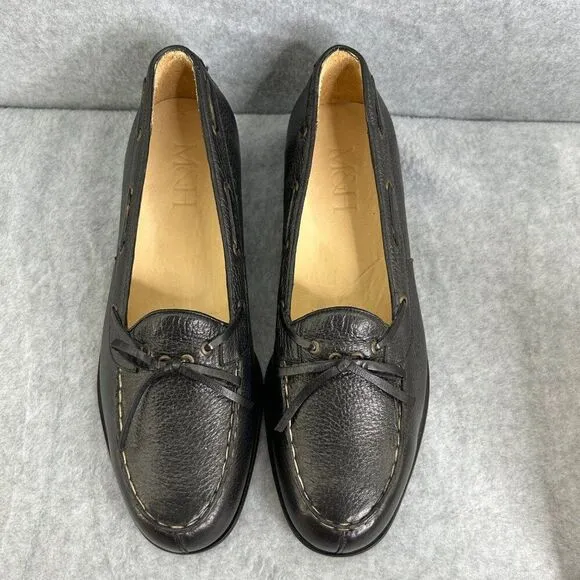 Men's Maus &amp; Hoffman 10 1/2 E Loafers Black Shoes Pebbled Dress Shoes Bow
