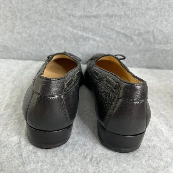 Men's Maus &amp; Hoffman 10 1/2 E Loafers Black Shoes Pebbled Dress Shoes Bow