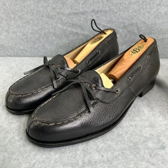 Men's Maus &amp; Hoffman 10 1/2 E Loafers Black Shoes Pebbled Dress Shoes Bow