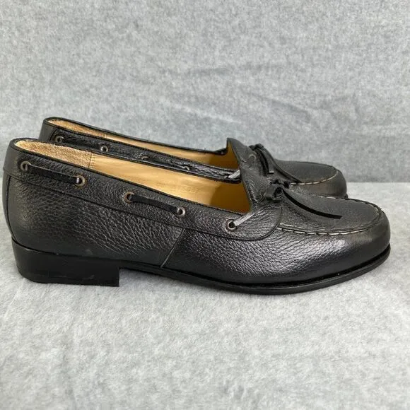 Men's Maus &amp; Hoffman 10 1/2 E Loafers Black Shoes Pebbled Dress Shoes Bow