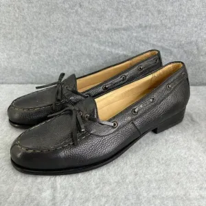 Men's Maus &amp; Hoffman 10 1/2 E Loafers Black Shoes Pebbled Dress Shoes Bow