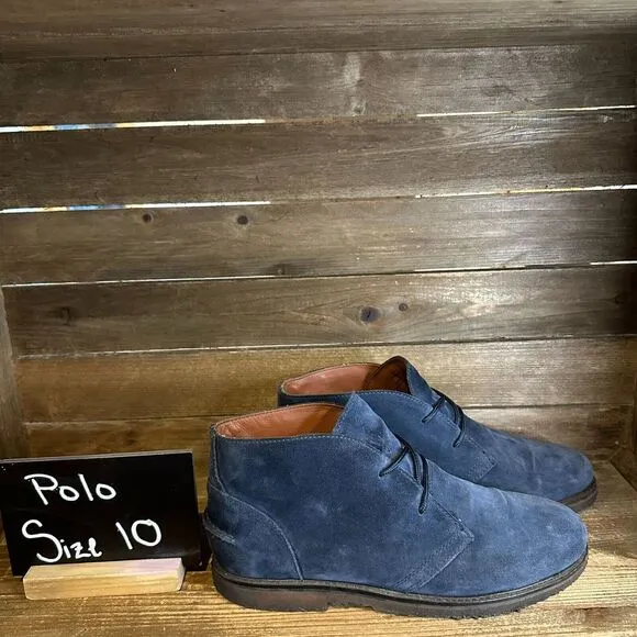 Mens Polo Ralph Lauren Marlow Navy Blue Suede Casual Chukka‎ Boots Size 10 D GUC