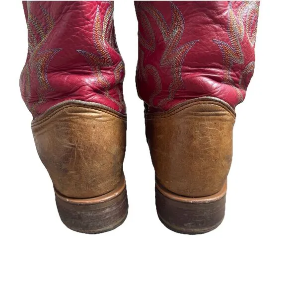 Mens Primo Distressed Double-H Roger Red Leather Cowboy Work Boots 9.5D DH3556
