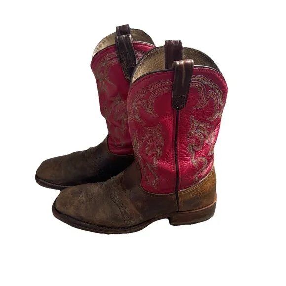 Mens Primo Distressed Double-H Roger Red Leather Cowboy Work Boots 9.5D DH3556