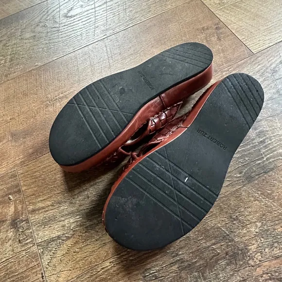 Men's Robert Zur Brown Woven Leather Sandals Size 6.5