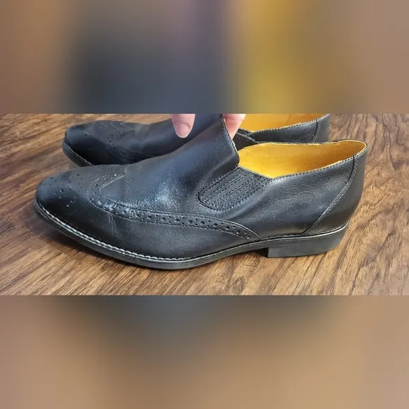 Men's Sandro Moscolini Black Leather Slip-On Shoes Size 10.5