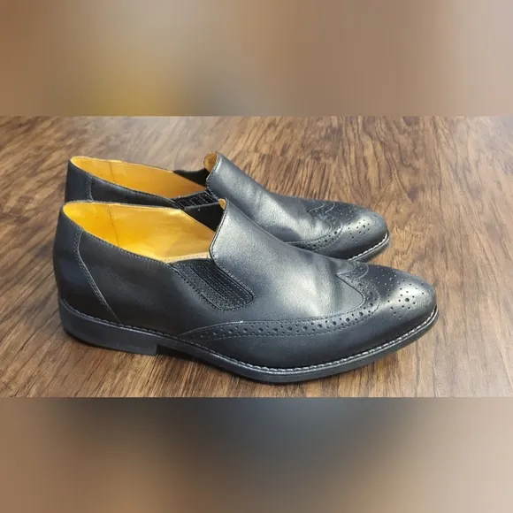 Men's Sandro Moscolini Black Leather Slip-On Shoes Size 10.5
