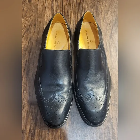 Men's Sandro Moscolini Black Leather Slip-On Shoes Size 10.5
