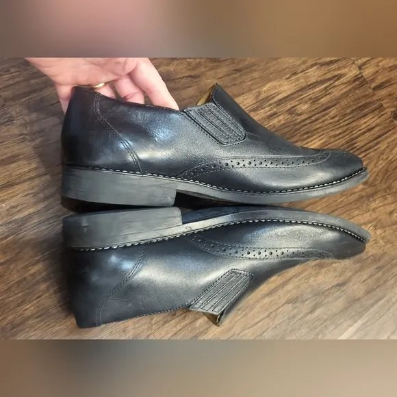 Men's Sandro Moscolini Black Leather Slip-On Shoes Size 10.5