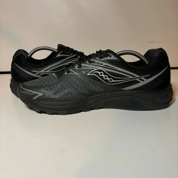 Men's Saucony Ride 9 Reflex Black Gray Running Shoes US 12.5 Athletic Sneakers