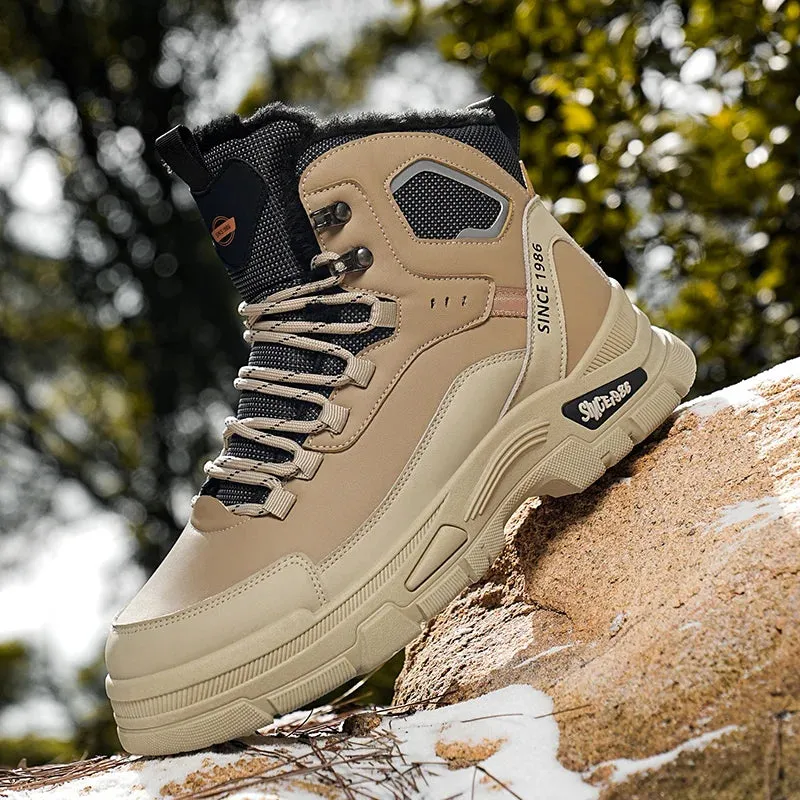 Men’s Winter 2025 High-Cut Sneakers – Thick Soled, Wear-Resistant Outdoor Workwear Boots