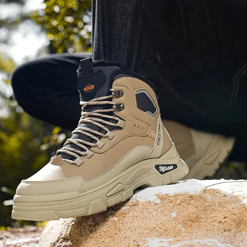 Men’s Winter 2025 High-Cut Sneakers – Thick Soled, Wear-Resistant Outdoor Workwear Boots
