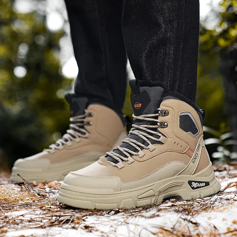 Men’s Winter 2025 High-Cut Sneakers – Thick Soled, Wear-Resistant Outdoor Workwear Boots