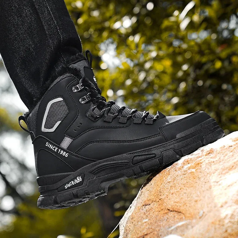 Men’s Winter 2025 High-Cut Sneakers – Thick Soled, Wear-Resistant Outdoor Workwear Boots