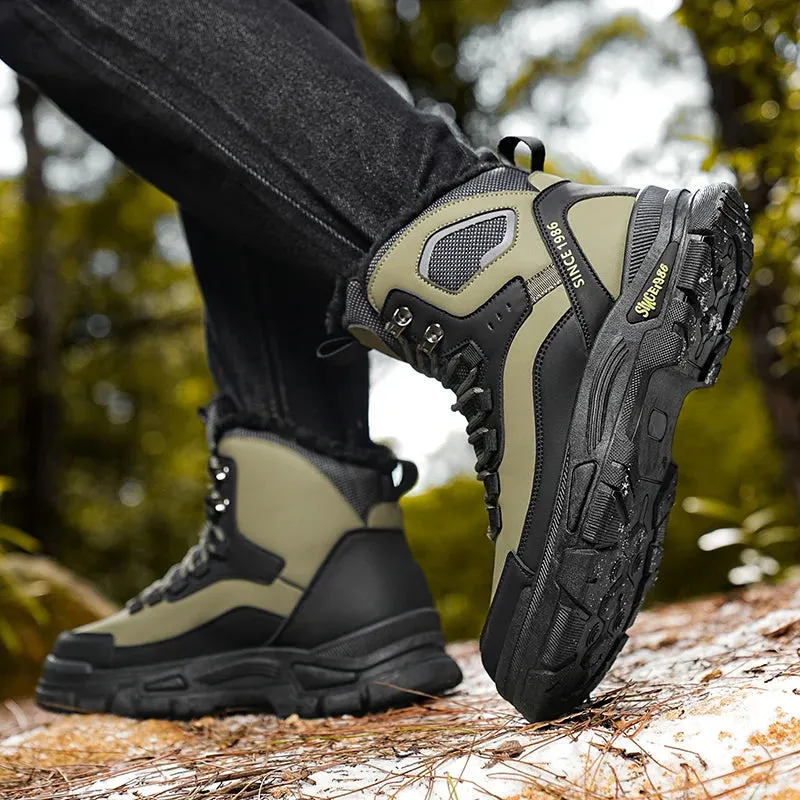 Men’s Winter 2025 High-Cut Sneakers – Thick Soled, Wear-Resistant Outdoor Workwear Boots