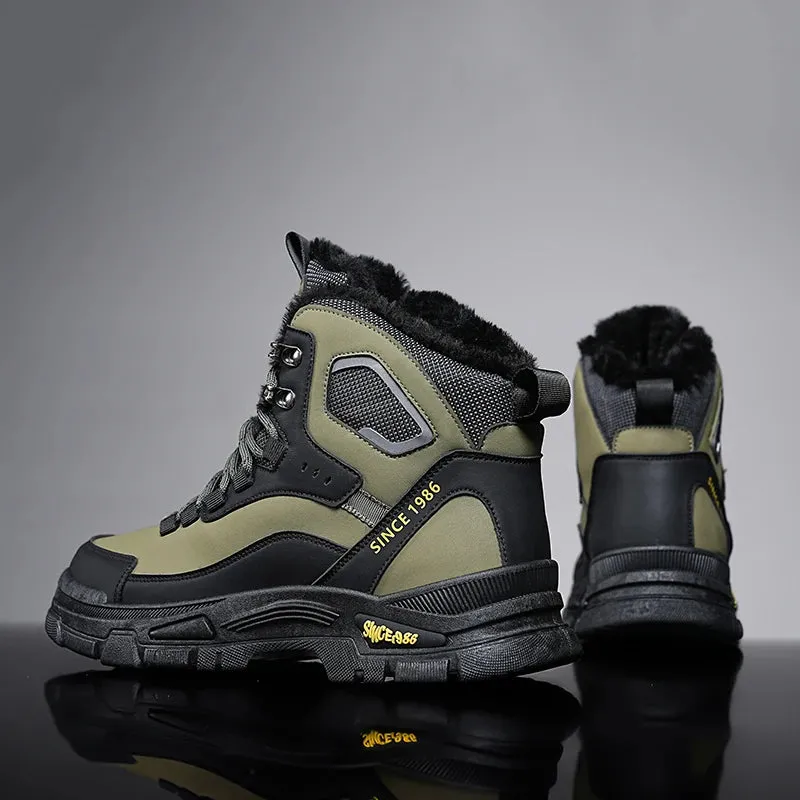Men’s Winter 2025 High-Cut Sneakers – Thick Soled, Wear-Resistant Outdoor Workwear Boots