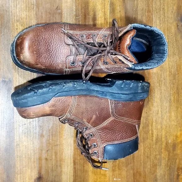 Men's Wolverine Marquette Slip Resistant Steel Toe Walnut Leather Work Boots 8.5