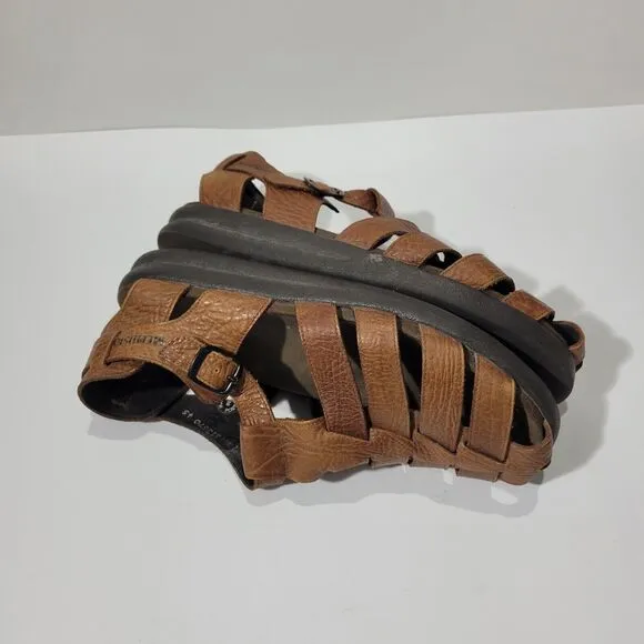 Mephisto Sam Mens Leather Fisherman Sandals Brown Sz 45 USA 11