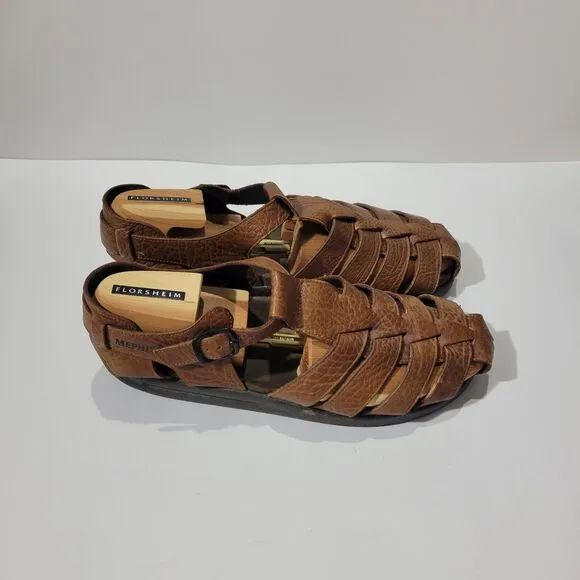 Mephisto Sam Mens Leather Fisherman Sandals Brown Sz 45 USA 11