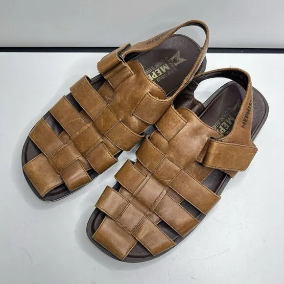 Mephisto Sandals Men sz 9 43 Fishing Brown Desert Self fasteners hook and loop