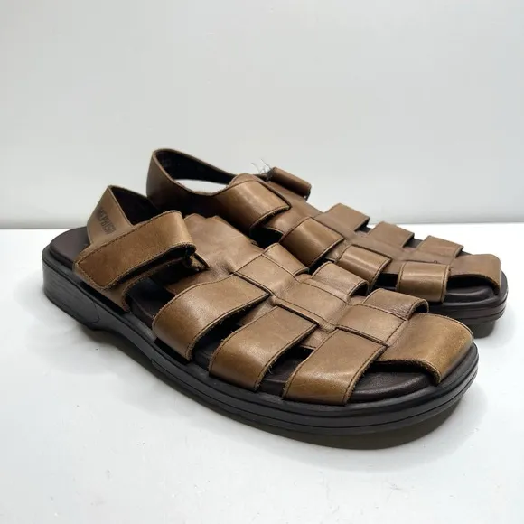 Mephisto Sandals Men sz 9 43 Fishing Brown Desert Self fasteners hook and loop
