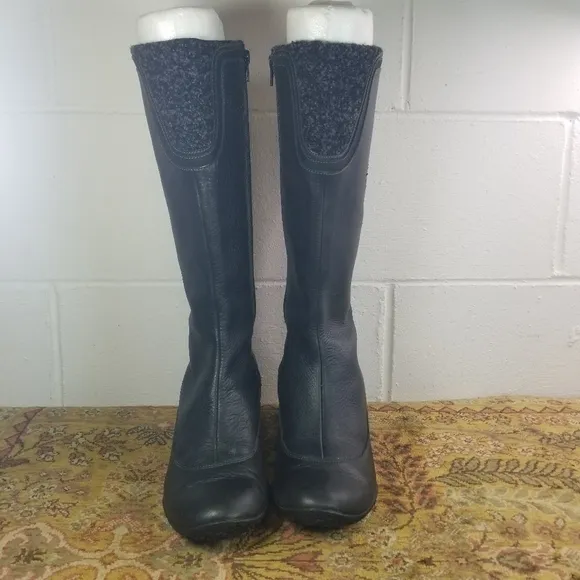 Merrell Larkspur black leather wedge tall boots