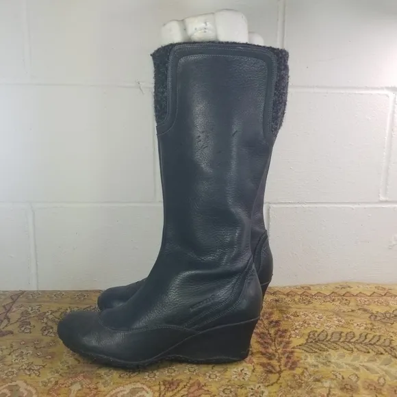 Merrell Larkspur black leather wedge tall boots