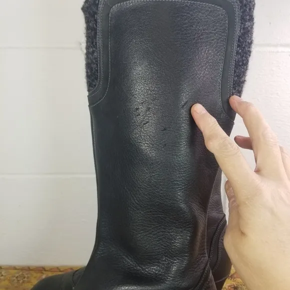 Merrell Larkspur black leather wedge tall boots
