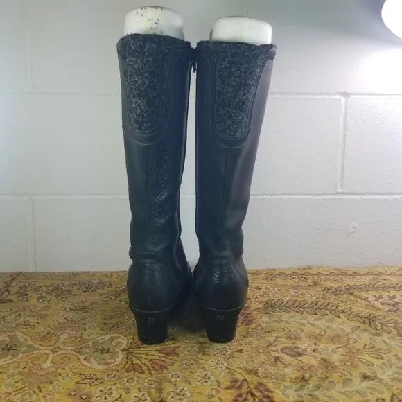 Merrell Larkspur black leather wedge tall boots