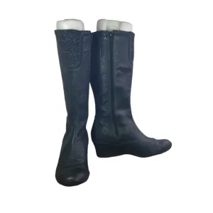 Merrell Larkspur black leather wedge tall boots