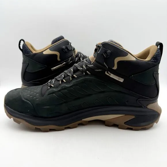 Merrell Mens Moab Speed 2 Leather Mid Hiking Boots US 14 M Black Waterproof EUC