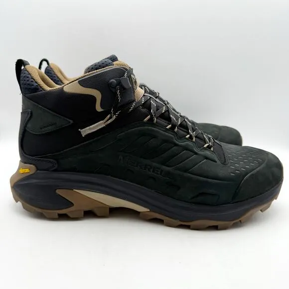 Merrell Mens Moab Speed 2 Leather Mid Hiking Boots US 14 M Black Waterproof EUC
