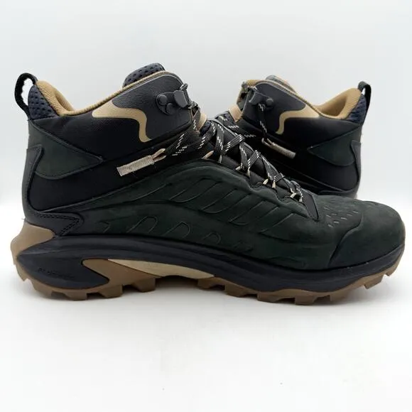 Merrell Mens Moab Speed 2 Leather Mid Hiking Boots US 14 M Black Waterproof EUC