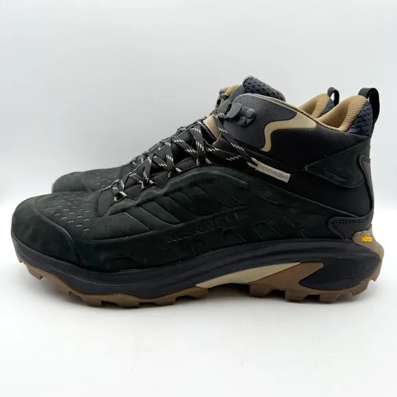 Merrell Mens Moab Speed 2 Leather Mid Hiking Boots US 14 M Black Waterproof EUC