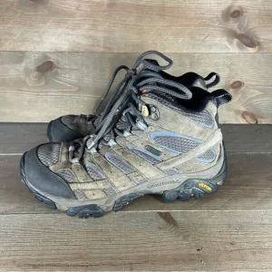 Merrell Moab 2 mid Womens size 7 boots gray blue waterproof athletic hiking shoe