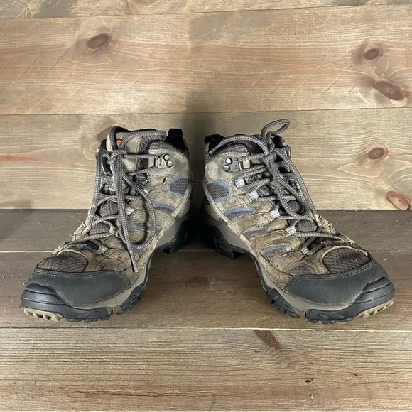 Merrell Moab 2 mid Womens size 7 boots gray blue waterproof athletic hiking shoe