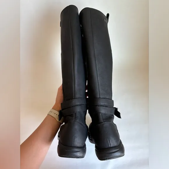 Merrell Womens Black Leather Zip Up Captiva Strap Casual Waterproof Boots Size 9