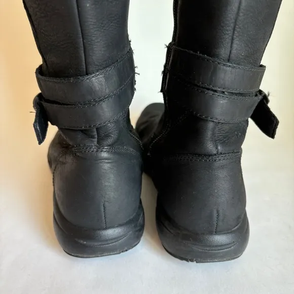 Merrell Womens Black Leather Zip Up Captiva Strap Casual Waterproof Boots Size 9