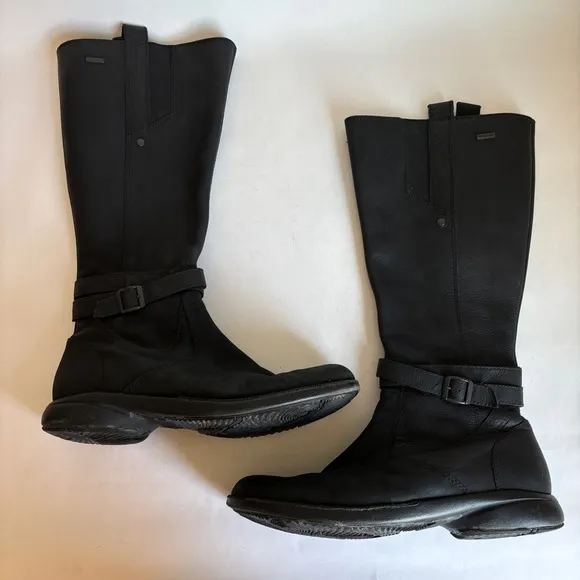 Merrell Womens Black Leather Zip Up Captiva Strap Casual Waterproof Boots Size 9