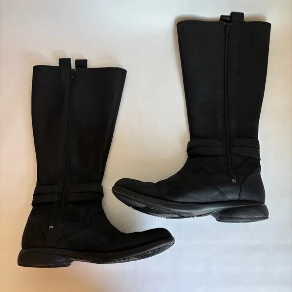 Merrell Womens Black Leather Zip Up Captiva Strap Casual Waterproof Boots Size 9