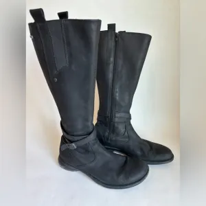 Merrell Womens Black Leather Zip Up Captiva Strap Casual Waterproof Boots Size 9