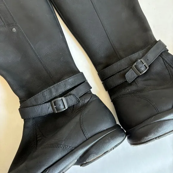 Merrell Womens Black Leather Zip Up Captiva Strap Casual Waterproof Boots Size 9