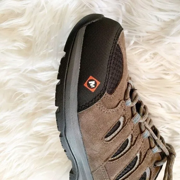 Merrell Womens Work Boots Brown Black Leather Waterproof Lace Up 5 New