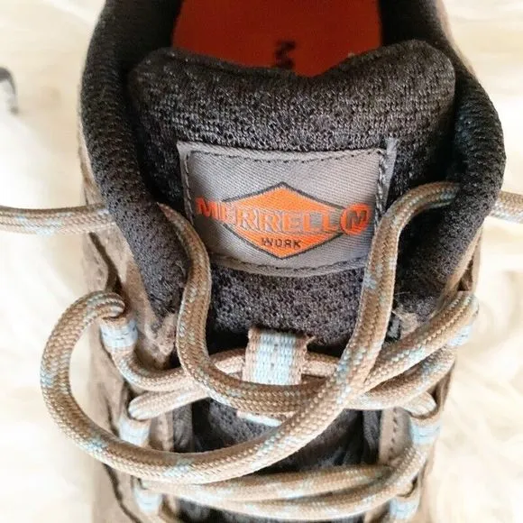 Merrell Womens Work Boots Brown Black Leather Waterproof Lace Up 5 New