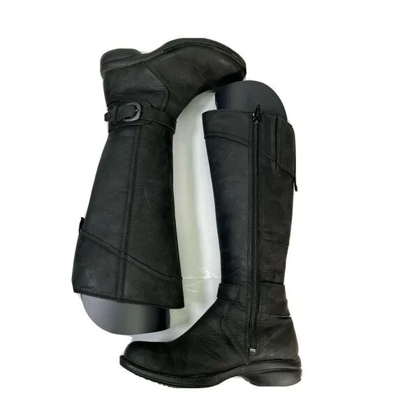 Merrell Womens Size 5 US Black Captiva Buckle-up Waterproof Boots Tall Lined Zip