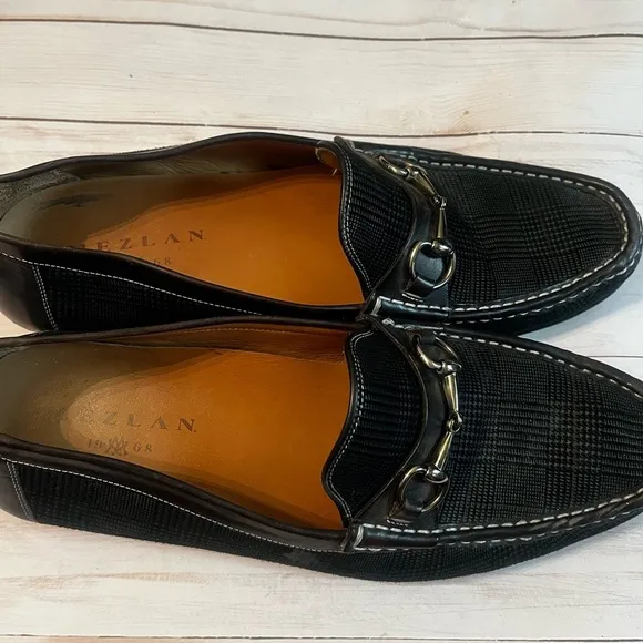 Mezlan &quot;Salinas&quot; 7053 Black Suede Sz 10 Burnished Calfskin Horsebit Loafer